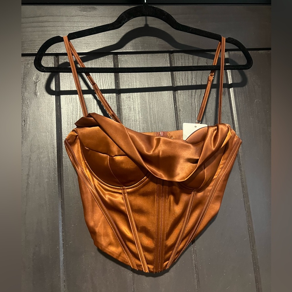Satin Corset Top in Copper